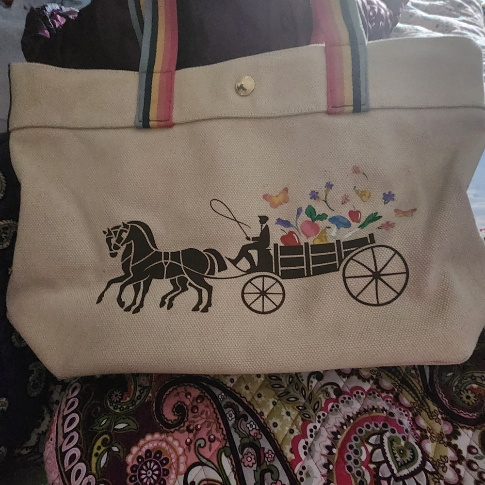 Coach Tote With Dreamy Veggie Horse And Carriage